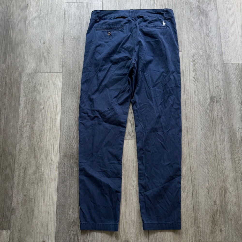 Polo Ralph Lauren Womens 4 Navy Chino Pants Straight Leg Cotton Preppy Pony Logo - Picture 3 of 6